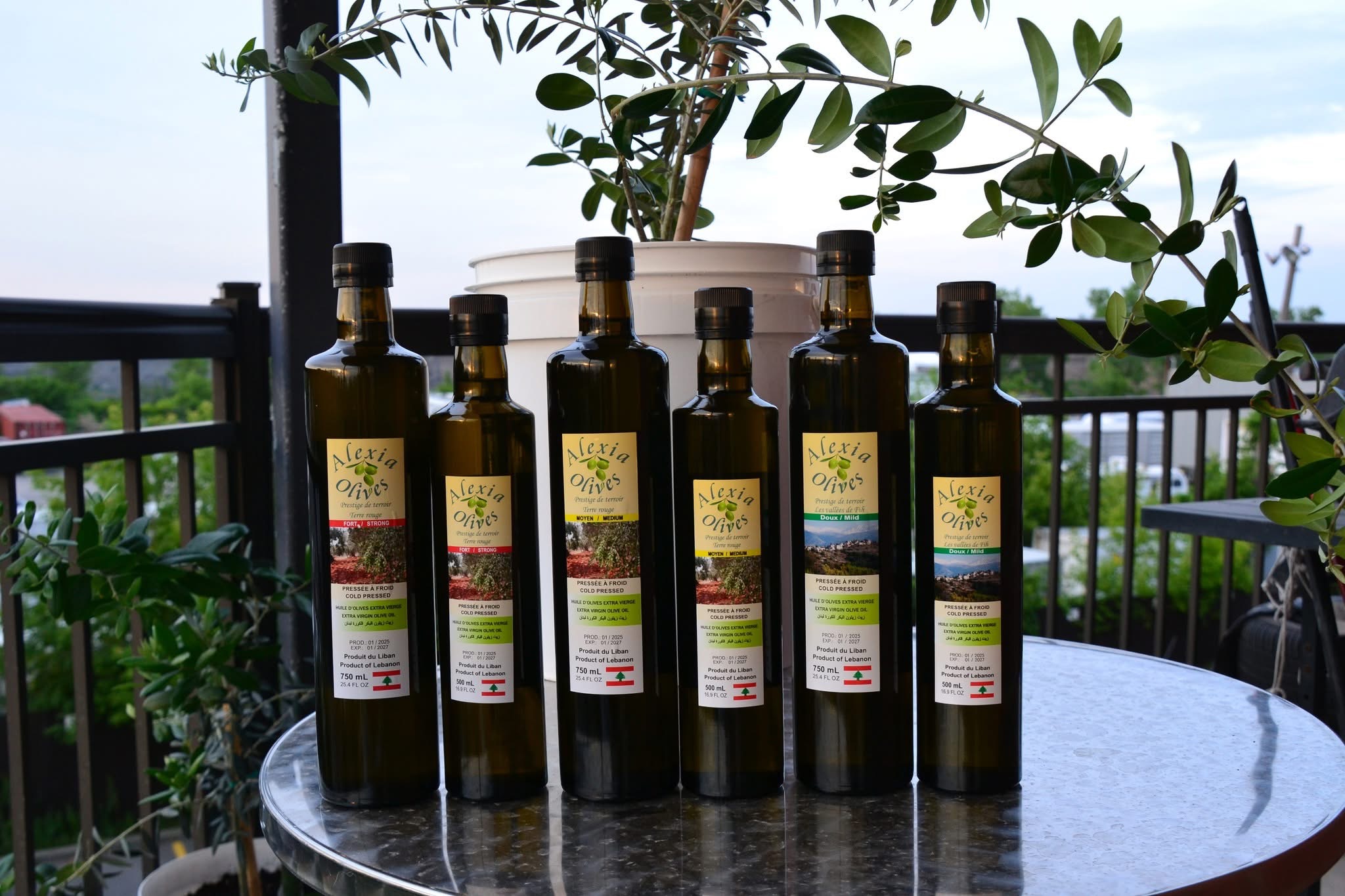 Bottles of Alexia Olives Lebanese olive oil